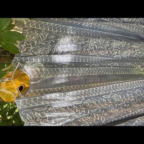 Modena Women’s Kimono with  Blue and white floral geometric with Tassels OS - Picture 6 of 12